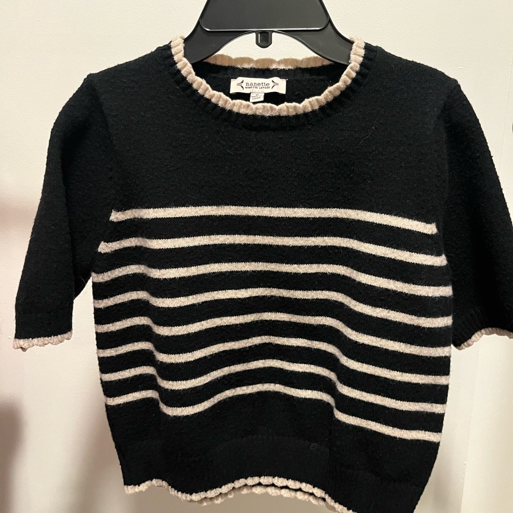 Nanette Lenore cropped vintage style sweater in black and white
